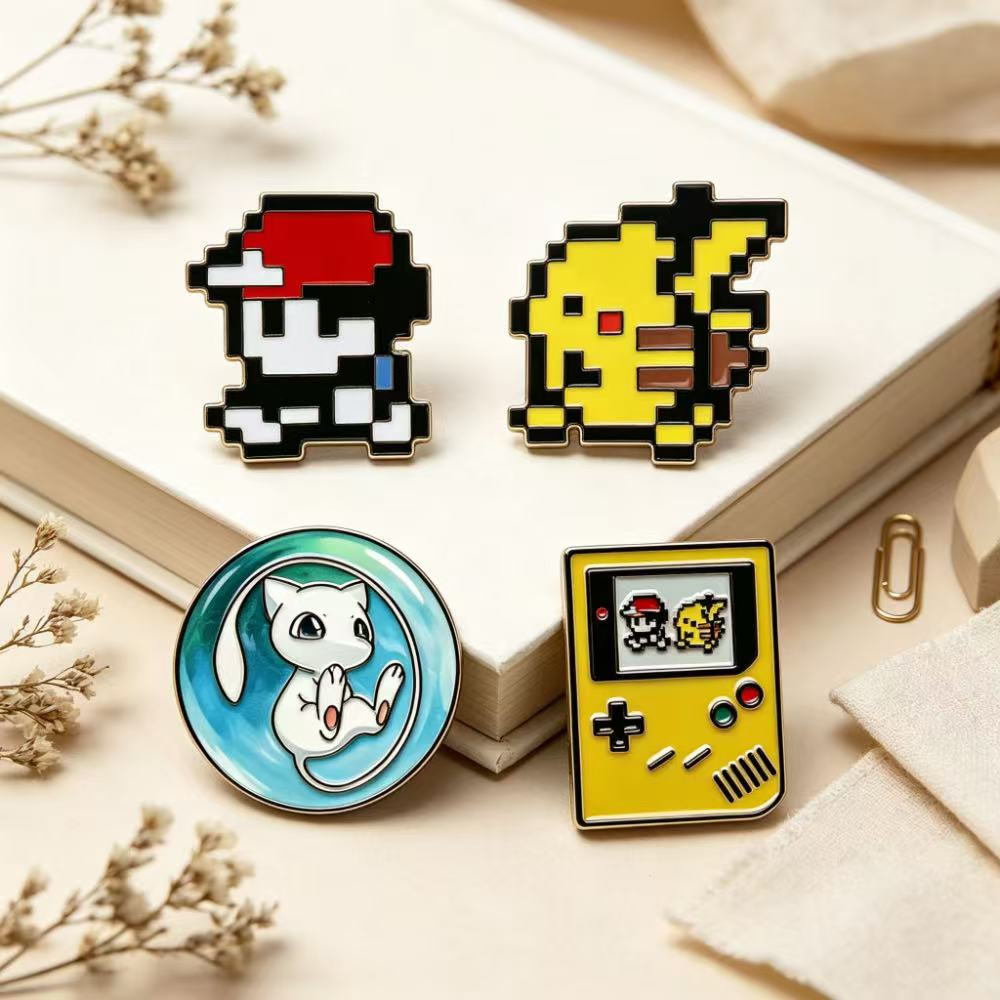 Retro Gaming Pokemon - 4pcs Retro Game bit Pixel Enamel