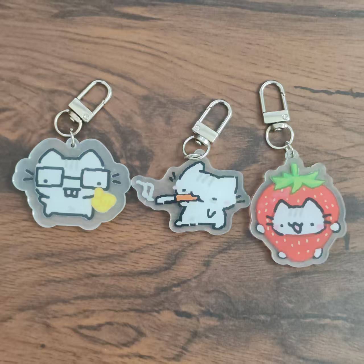 Retro Gaming Gifts - 2d Flat Pixel Cat Keychain -