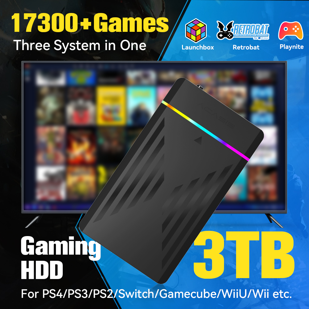Retro Gaming Hdd - 3TB Portable Gaming HDD LaunchBox/Retrobat/Playnite Retro