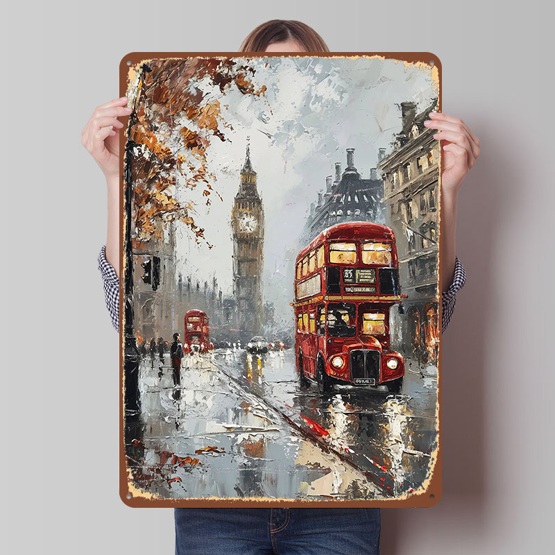 London Bus Charm Metal Poster  - Retro Gaming In London review and price