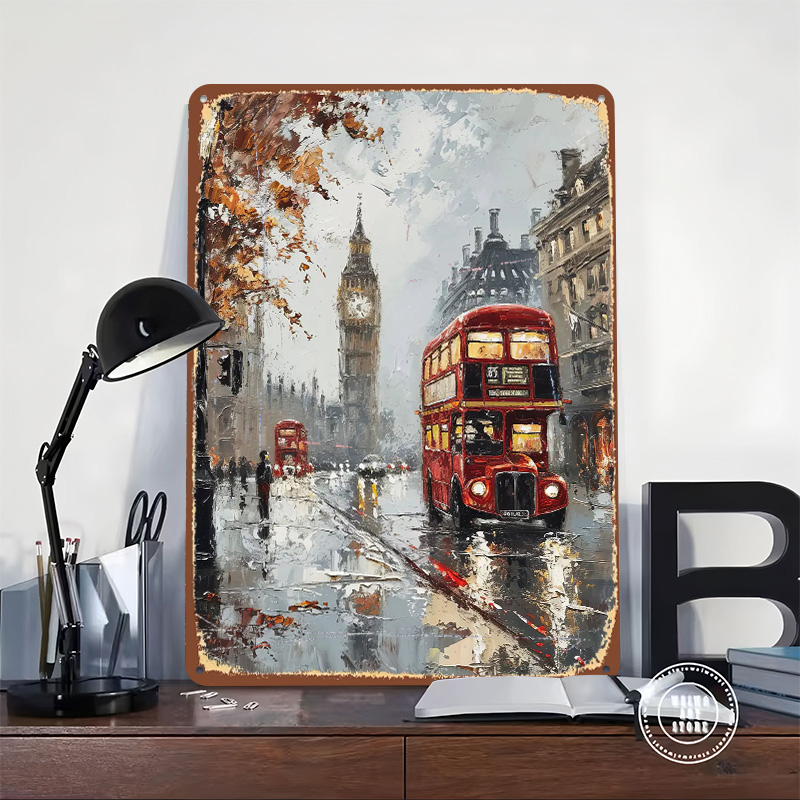 London Bus Charm Metal Poster  - Retro Gaming In London review and price